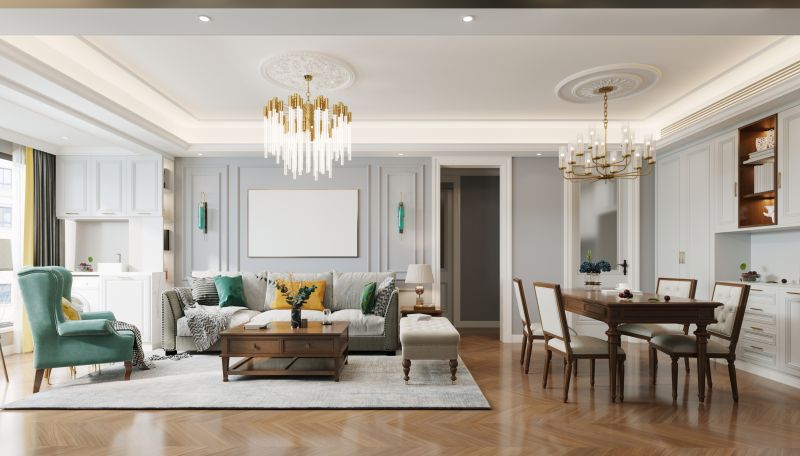 Contemporary Chandeliers in a Living Room