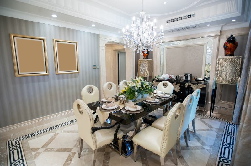 Luxurious Crystal Chandelier in a Formal Dining Room